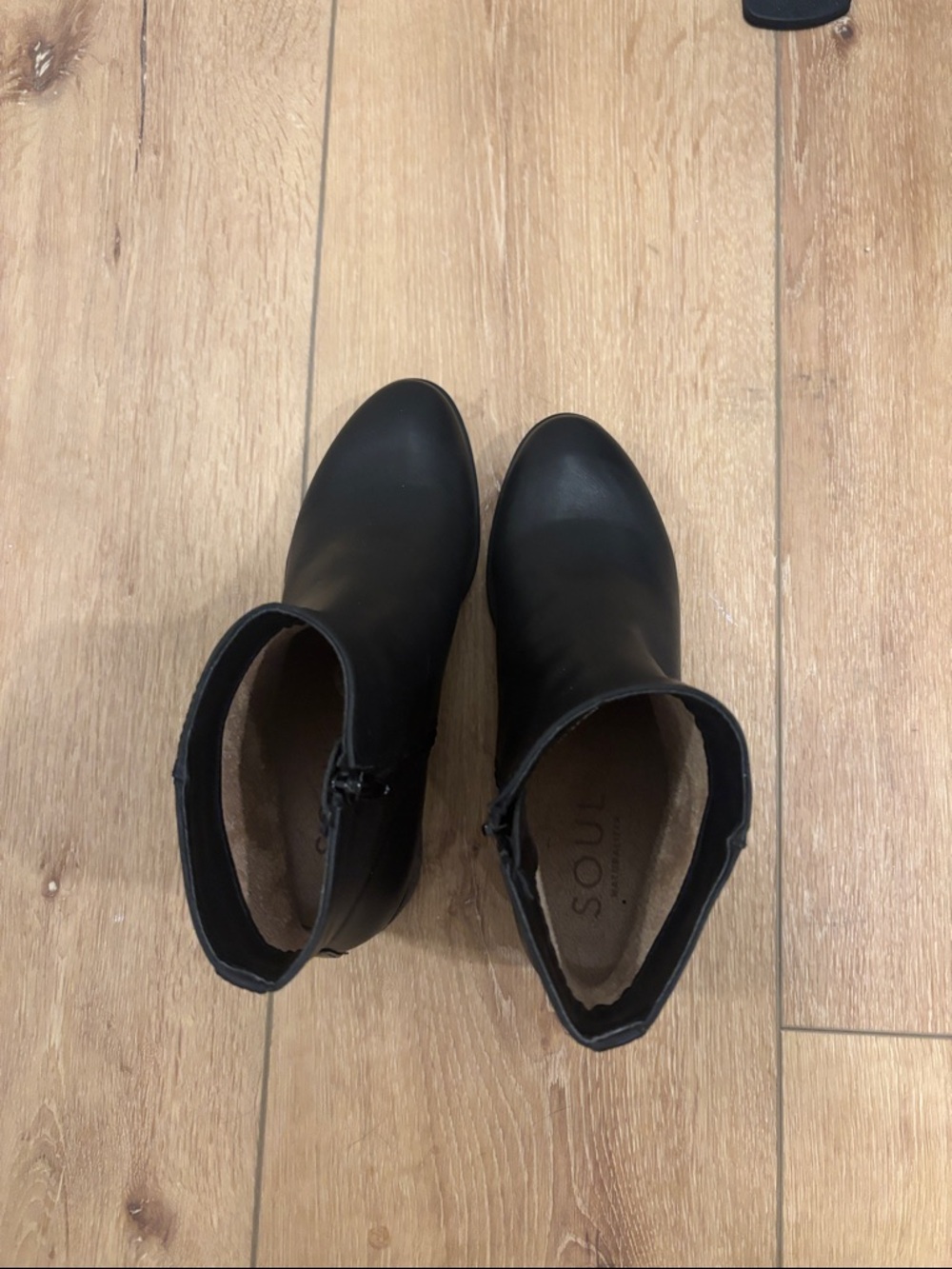 SOUL Naturalizer Black Leather-Look Ankle Booties